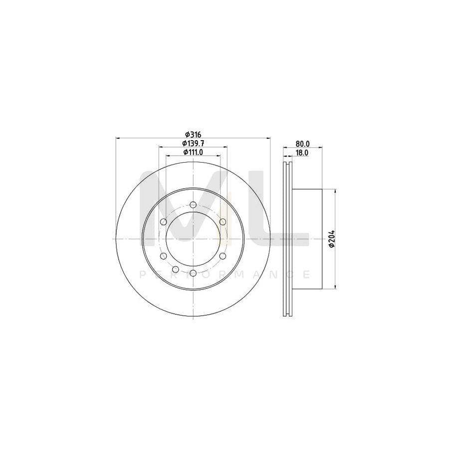 HELLA 8DD 355 110-831 Brake Disc for NISSAN PATROL Internally Vented, without wheel hub, without wheel studs | ML Performance Car Parts