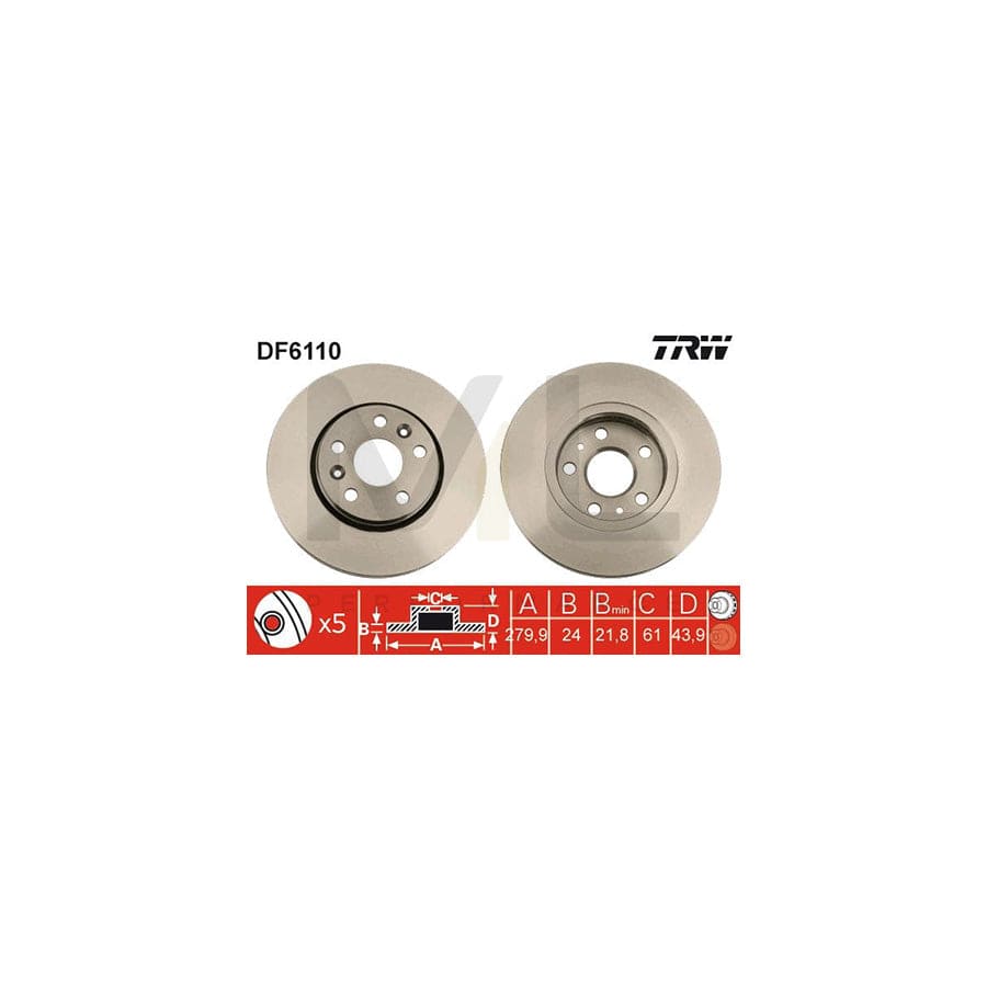 TRW DF6110 Brake Disc Vented, Painted | ML Performance Car Parts