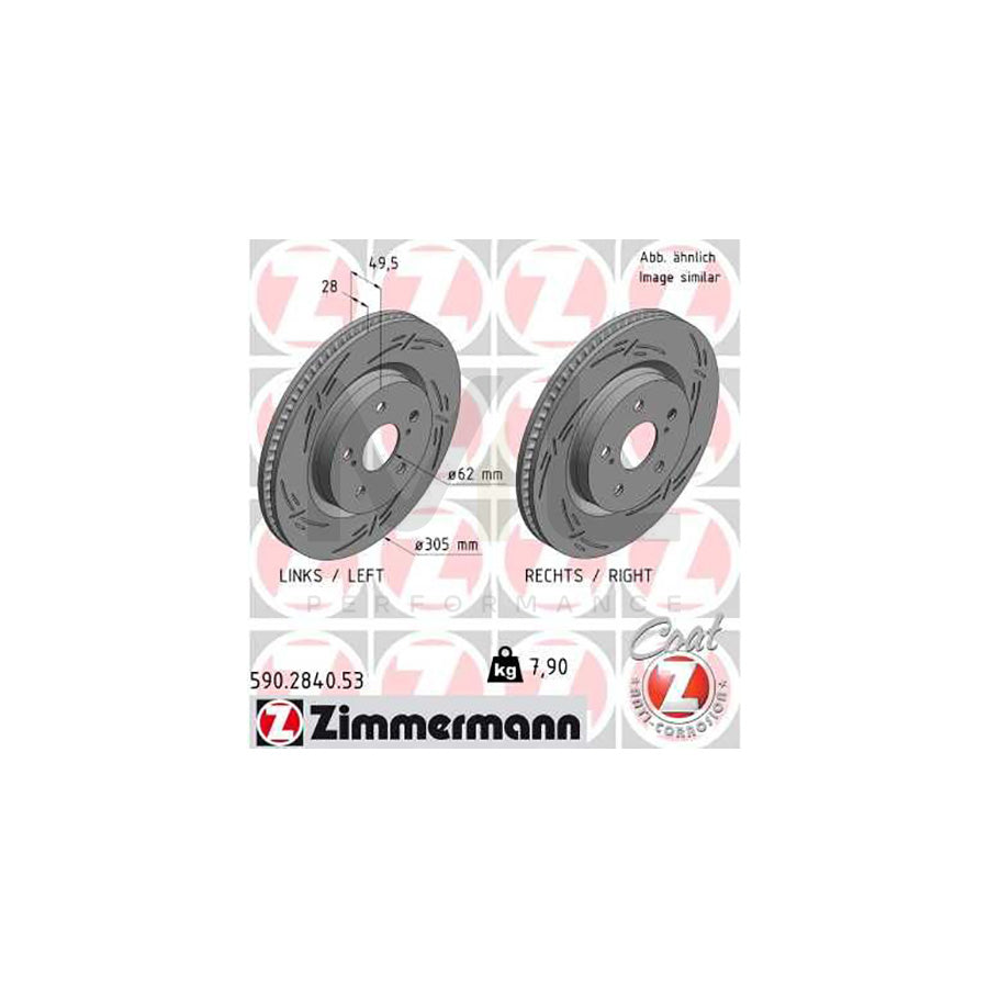 ZIMMERMANN 590.2840.53 Brake Disc for TOYOTA RAV4 V (XA50) Internally Vented, Slotted, Coated | ML Performance Car Parts