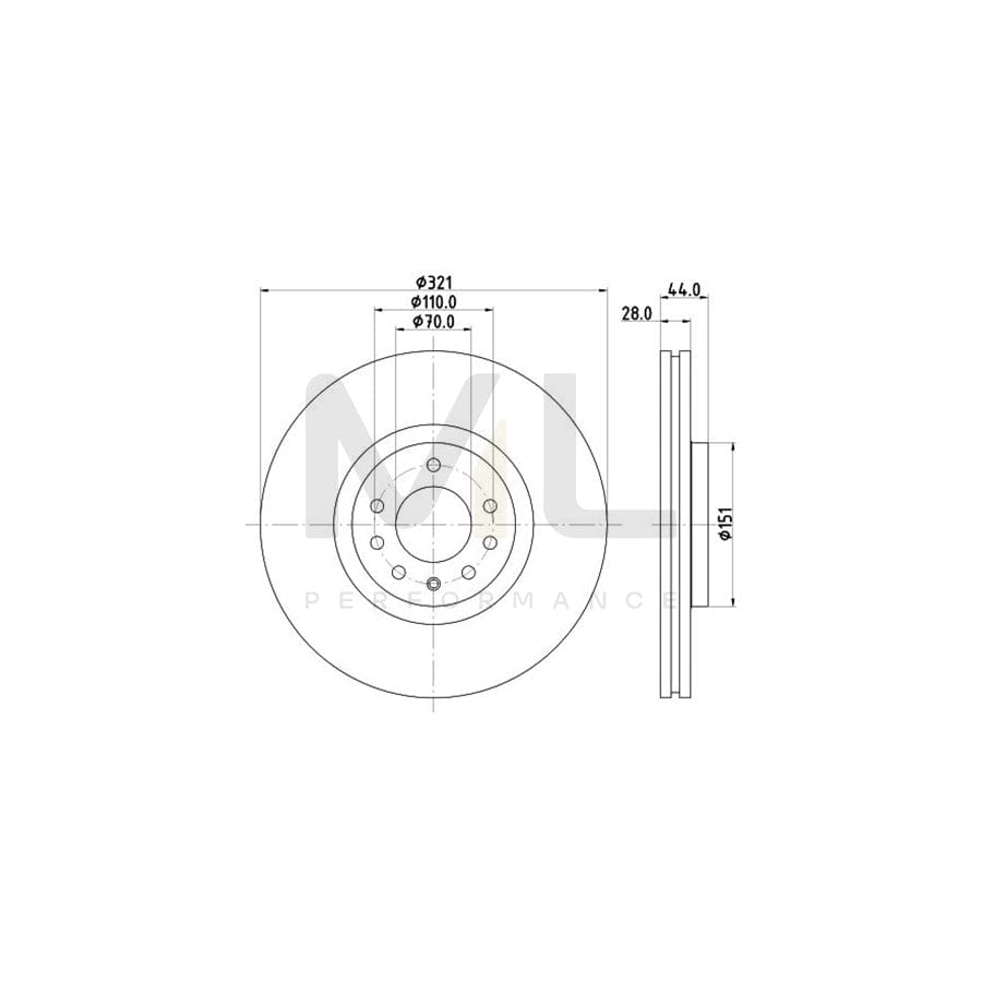 HELLA PRO 8DD 355 113-101 Brake Disc Externally Vented, Coated, without wheel hub, without wheel studs | ML Performance Car Parts