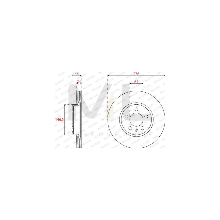 FERODO DDF2664C Brake Disc Vented, Coated | ML Performance Car Parts