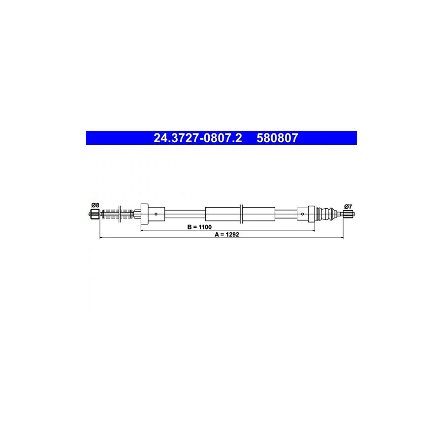 ATE 24.3727-0807.2 Hand Brake Cable For Peugeot 106 I Hatchback