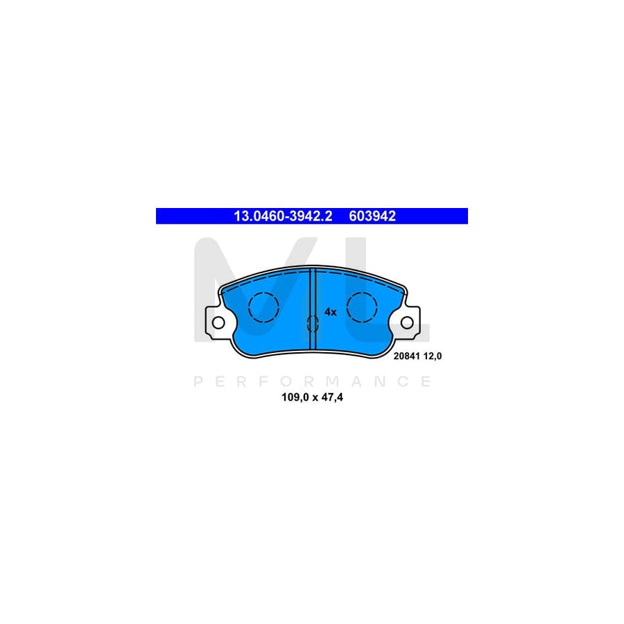 ATE 13.0460-3942.2 Brake pad set excl. wear warning contact, prepared for wear indicator | ML Performance Car Parts