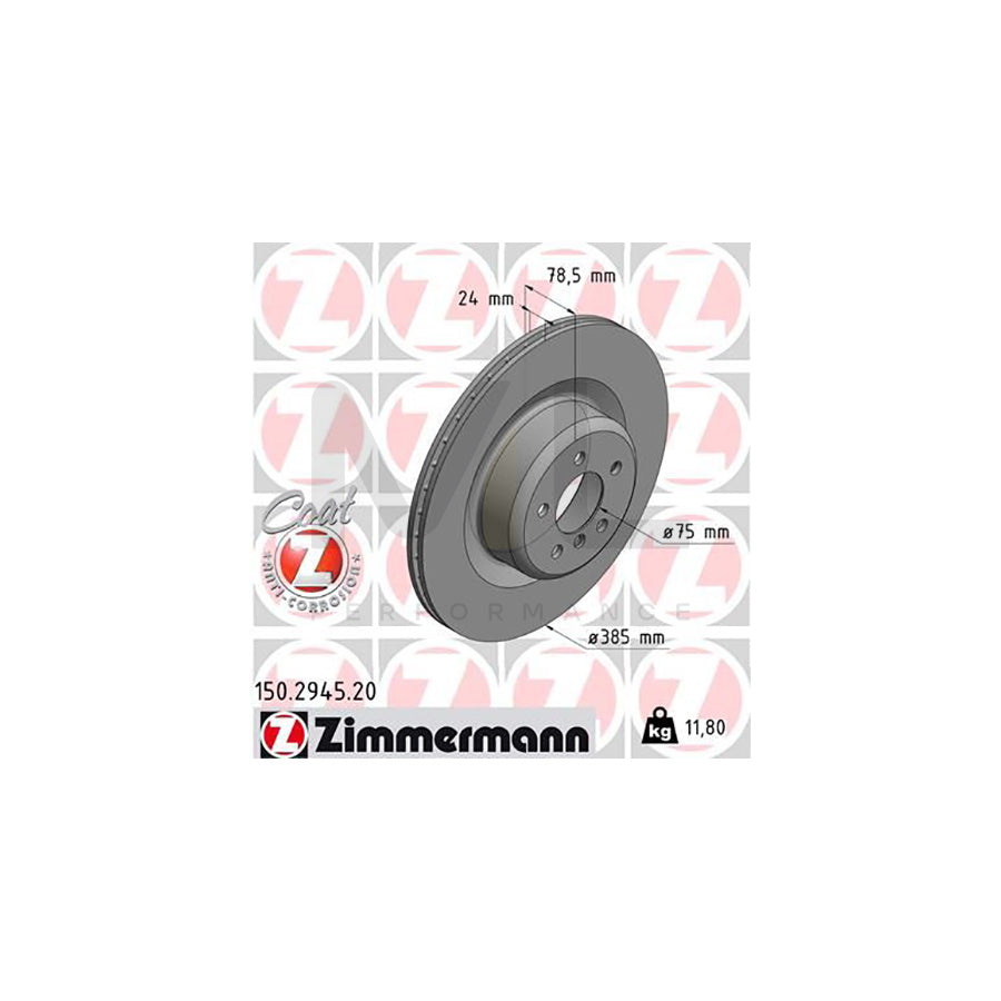 ZIMMERMANN COAT Z 150.2945.20 Brake Disc Internally Vented, Coated, High-carbon | ML Performance Car Parts