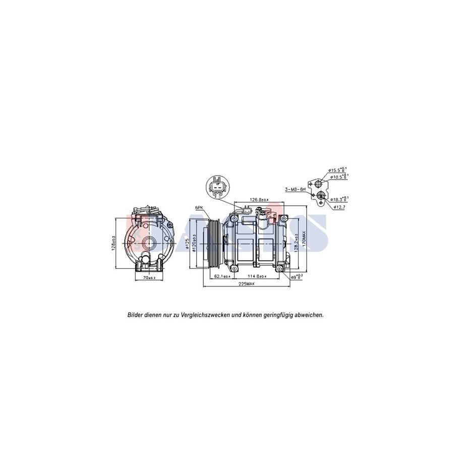 AKS Dasis 852706N Compressor, Air Conditioning For Chrysler Voyager IV (Rg, Rs) | ML Performance UK