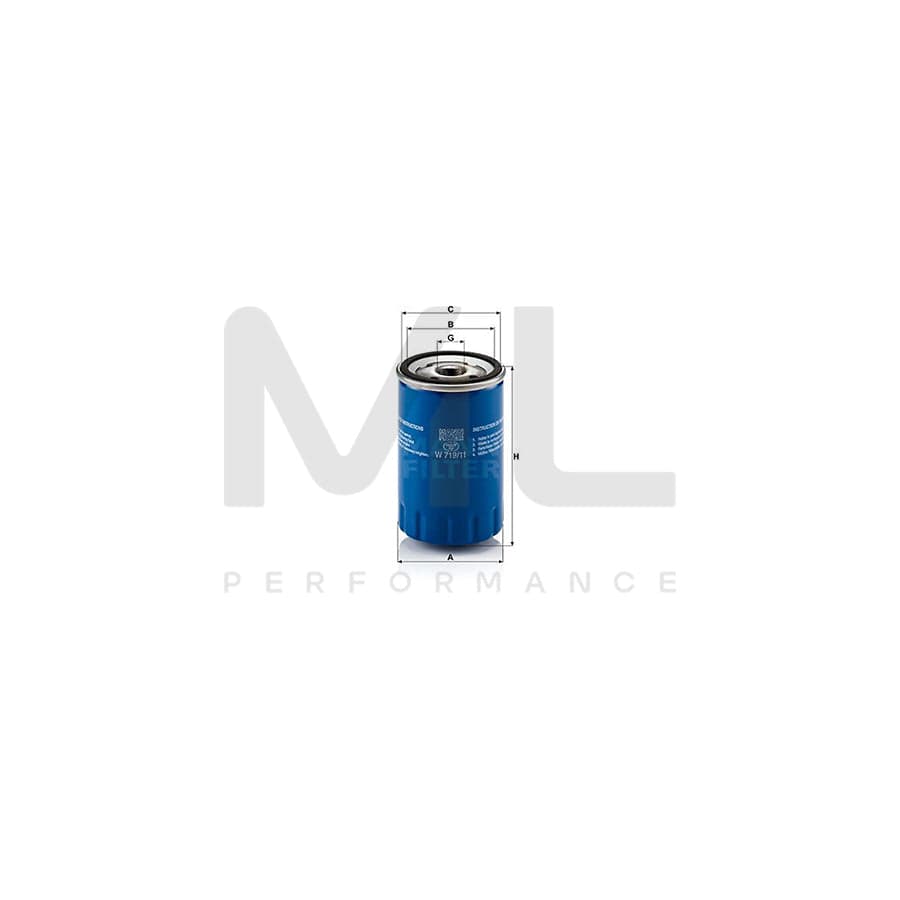 MANN-FILTER W 719/11 Oil Filter Spin-on Filter | ML Performance Car Parts