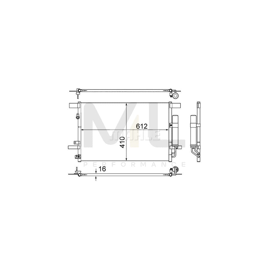 MAHLE ORIGINAL AC 557 000S Air conditioning condenser with dryer, with seal ring | ML Performance Car Parts