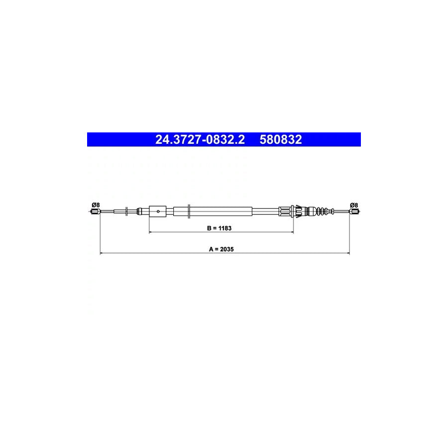 ATE 24.3727-0832.2 Hand Brake Cable