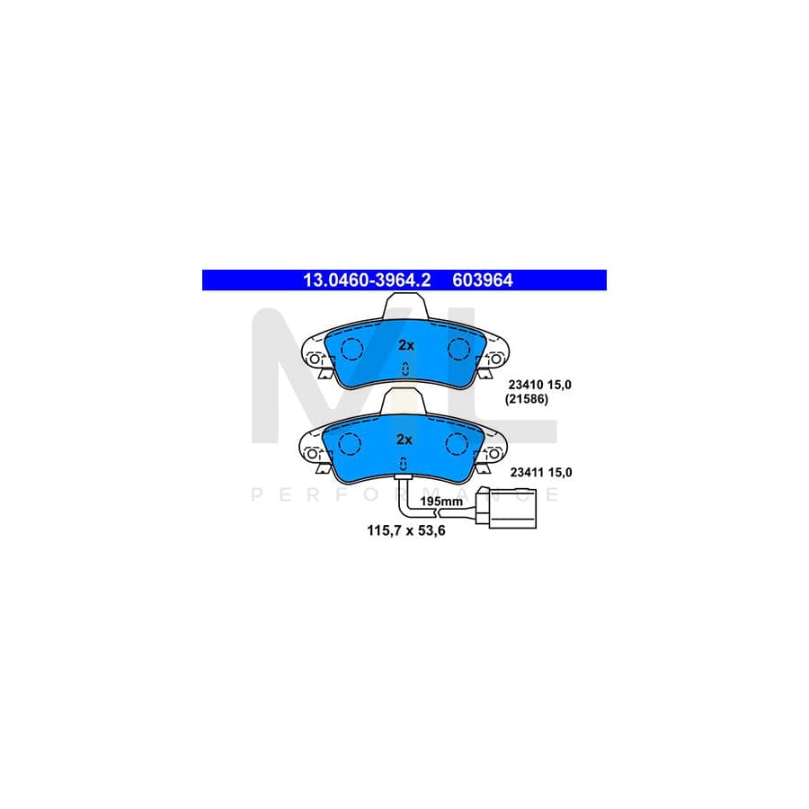 ATE 13.0460-3964.2 Brake pad set incl. wear warning contact | ML Performance Car Parts