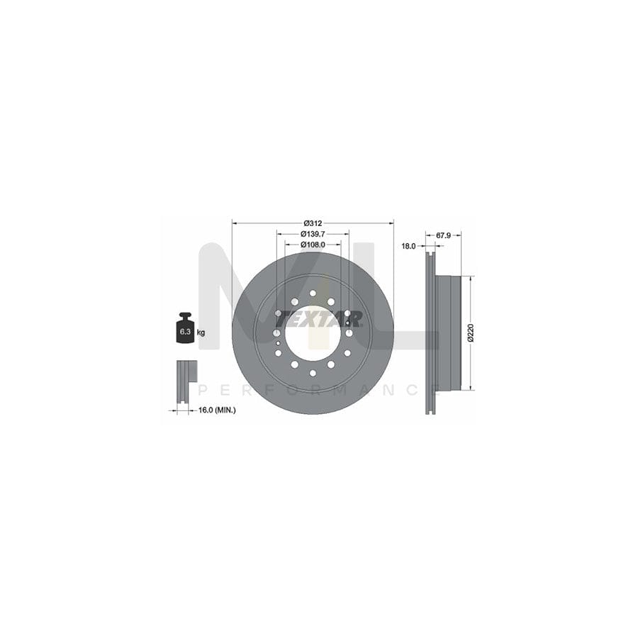 TEXTAR PRO 92231003 Brake Disc Internally Vented, Coated, without wheel hub, without wheel studs | ML Performance Car Parts