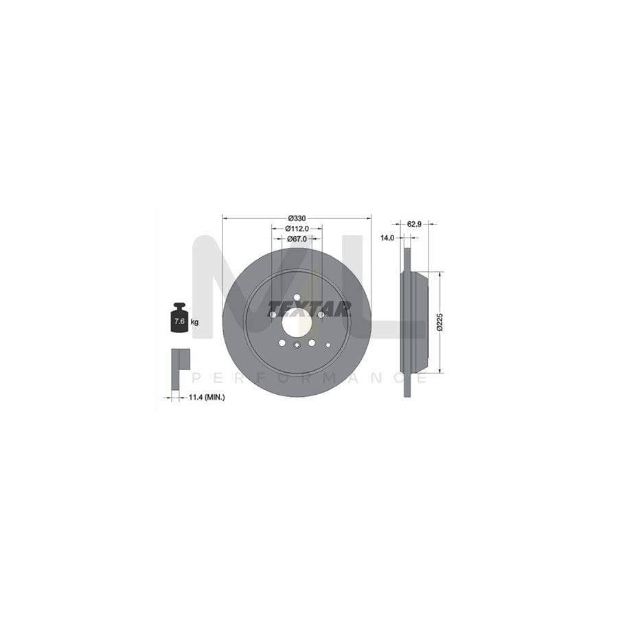 TEXTAR PRO 92150803 Brake Disc Solid, Coated, without wheel hub, without wheel studs | ML Performance Car Parts