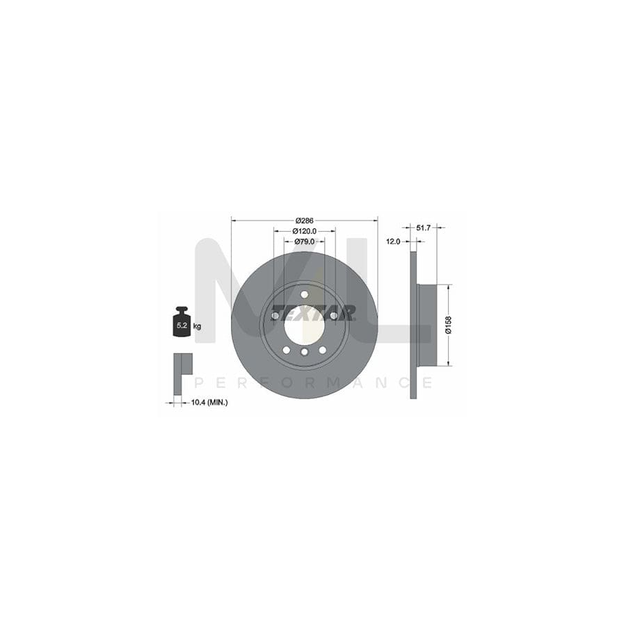 TEXTAR 92055500 Brake Disc Solid, without wheel hub, without wheel studs | ML Performance Car Parts