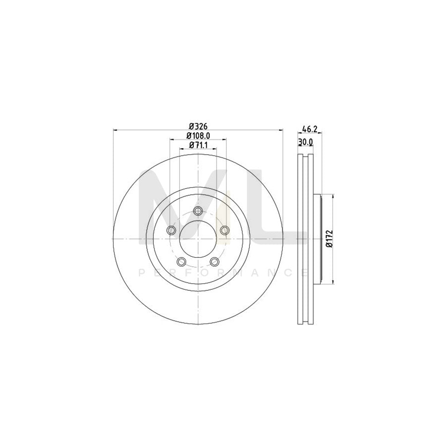 HELLA PRO High Carbon 8DD 355 128-881 Brake Disc Internally Vented, Coated, High-carbon, without wheel hub, without wheel studs | ML Performance Car Parts