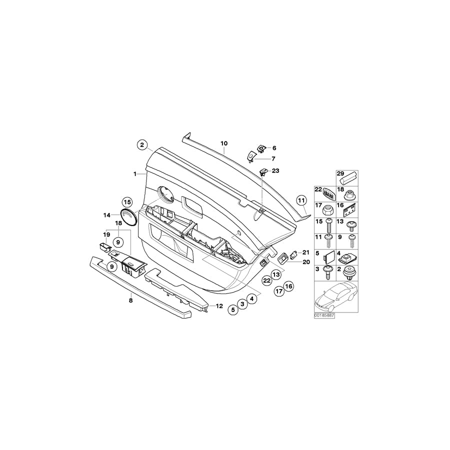 Genuine BMW 51427149980 E66 Door Fibre-Optic Decor Strip, Rear Right TITAN87 (Inc. 740Li, 730Ld & 730Li) | ML Performance UK