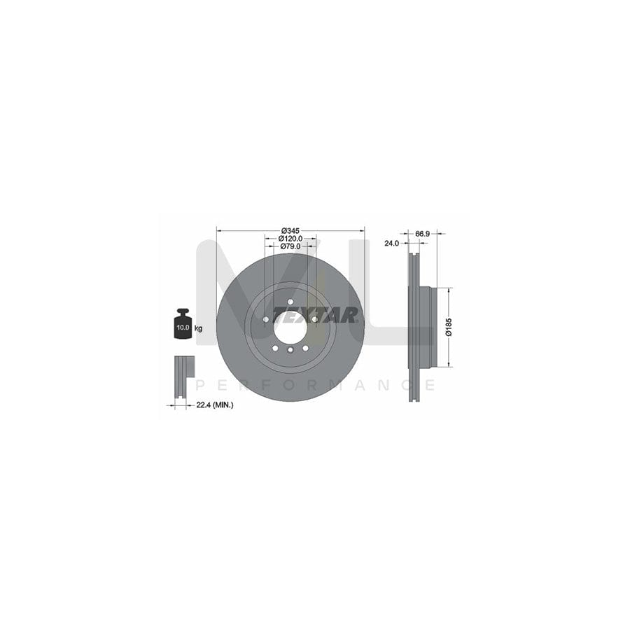 TEXTAR PRO 92123203 Brake Disc for BMW 7 (E65, E66, E67) Externally Vented, Coated, without wheel hub, without wheel studs | ML Performance Car Parts