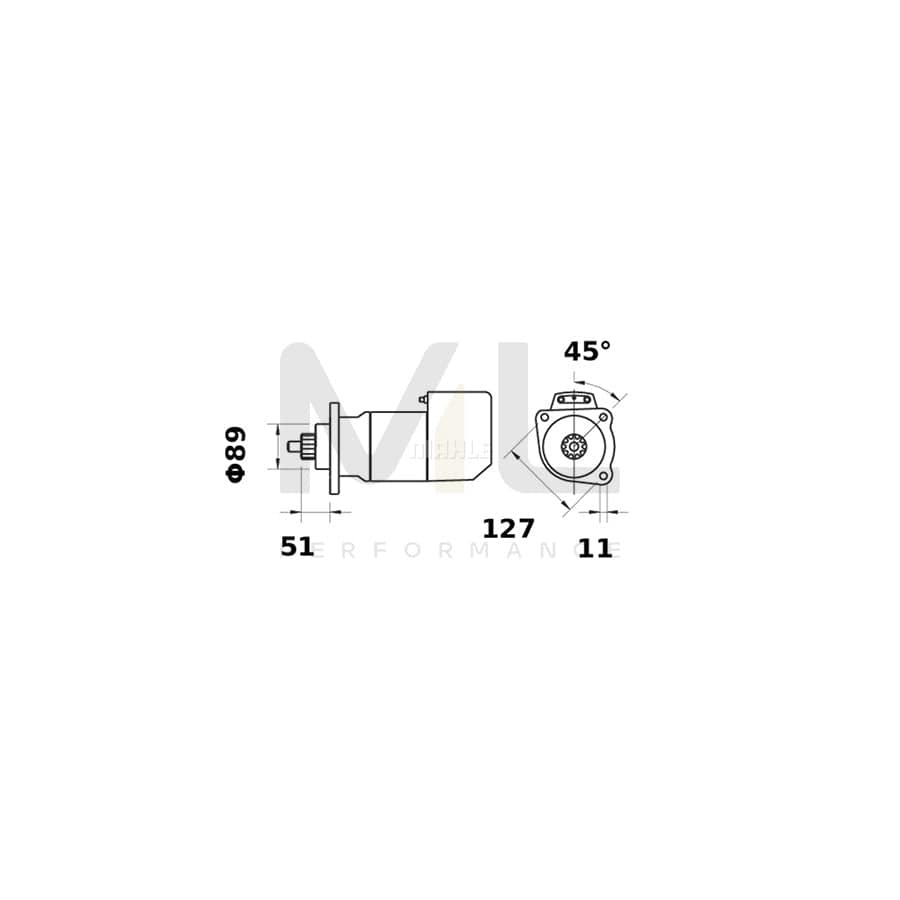 MAHLE ORIGINAL MS 476 Starter motor 24V 6,6kW, Teeth Quant.: 11, with splash-water protection | ML Performance Car Parts