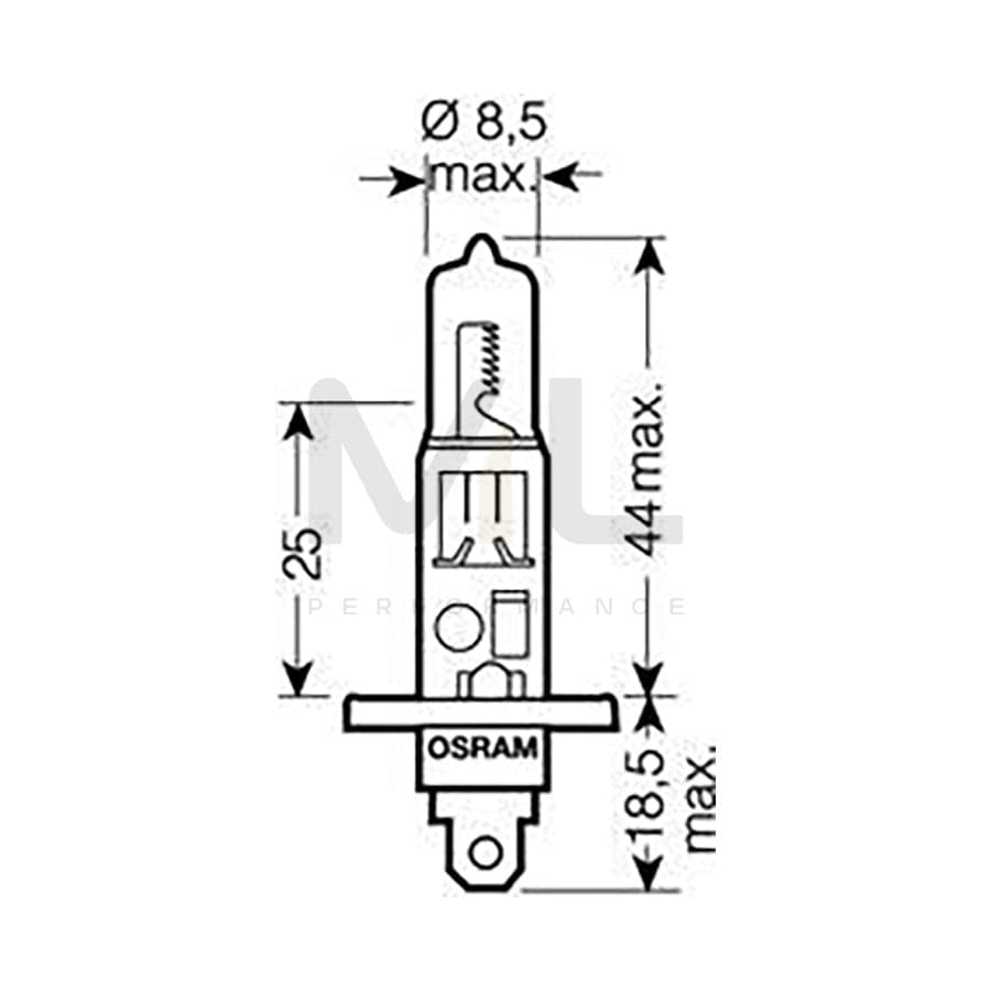 OSRAM 64150NBU-02B Bulb, spotlight H1 12V 55W P14,5s Halogen | ML Performance Car Parts