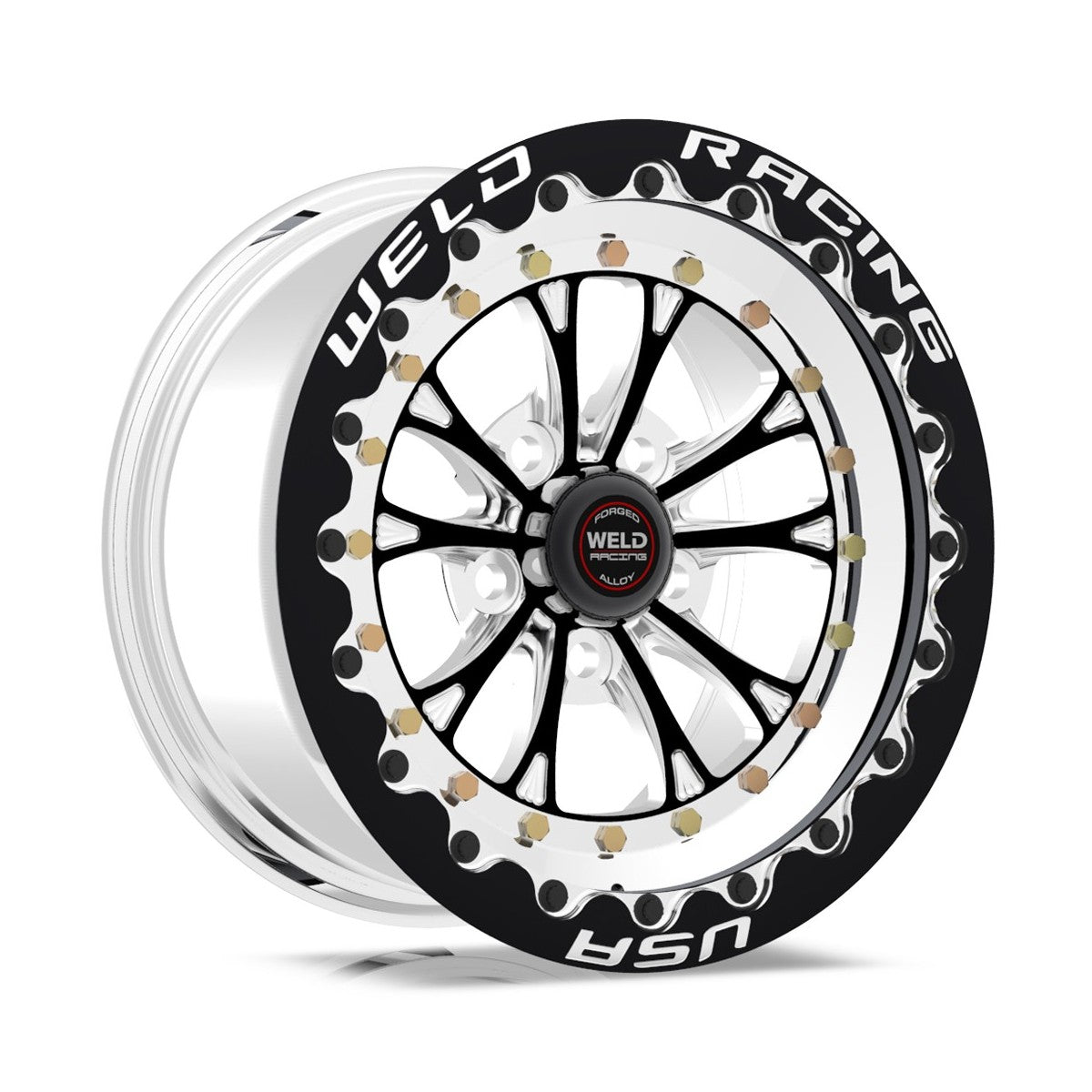 Weld 794B510280F Vitesse Beadlock Wheel 15x10 5x4.75 ET0 BS5.5 Black Center - Polished Shell