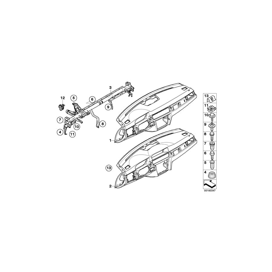 Genuine BMW 51459125816 E90 E91 Panel For Instrum. Panel, Double Scoop GRAU (Inc. 330i, 328xi & 323i) | ML Performance UK Car Parts