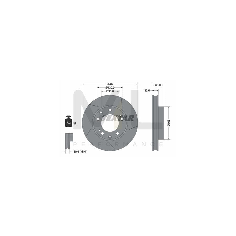 TEXTAR 92033200 Brake Disc for PORSCHE 928 Coupe Internally Vented, Slotted, without wheel hub, without wheel studs | ML Performance Car Parts