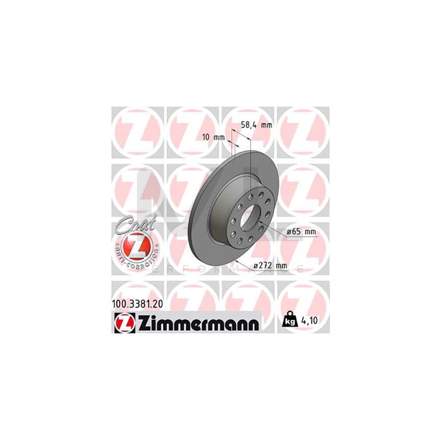 ZIMMERMANN COAT Z 100.3381.20 Brake Disc Solid, Coated | ML Performance Car Parts