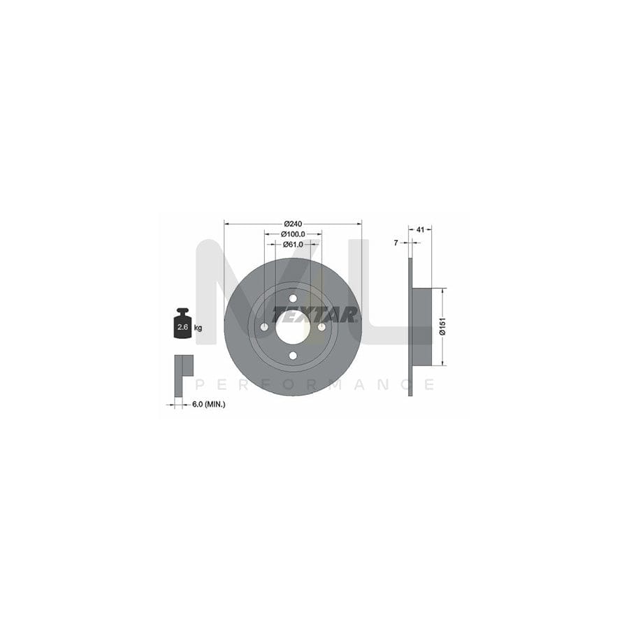 TEXTAR 92096500 Brake Disc for NISSAN Micra II Hatchback (K11) Solid, without wheel hub, without wheel studs | ML Performance Car Parts