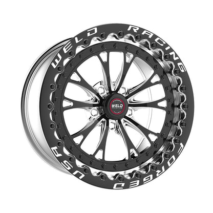 Weld 794B510276F Vitesse Beadlock Wheel 15x10 5x4.75 ET-51 BS3.5 Black Center - Polished Shell