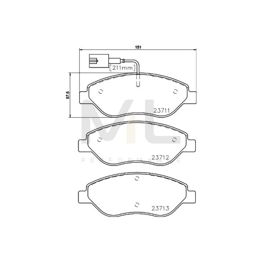 TEXTAR 2371102 Brake pad set with integrated wear warning contact, with accessories | ML Performance Car Parts