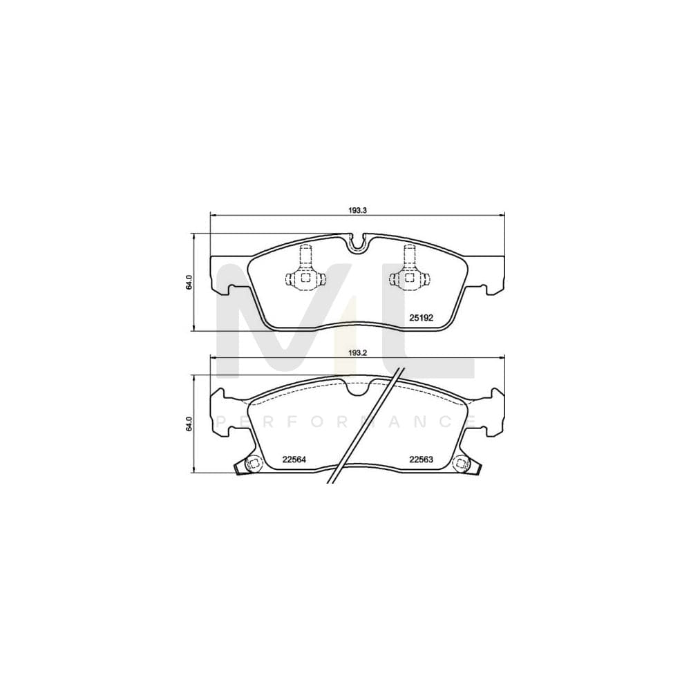 Brembo P 37 027 Brake Pad Set For Jeep Grand Cherokee Iv (Wk, Wk2) With Acoustic Wear Warning, With Anti-Squeak Plate, With Piston Clip | ML Performance Car Parts