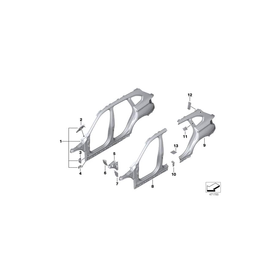 Genuine BMW 41217407922 F48 Reinforcement Plate, D-Pillar, Right (Inc. X1 18dX, X1 20dX & X1 20iX) | ML Performance UK Car Parts