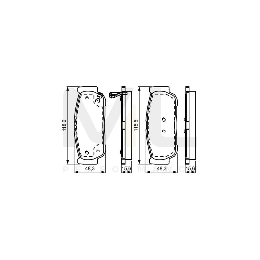 Bosch 0986495315 Brake Pad Set With Acoustic Wear Warning, With Anti-Squeak Plate, With Mounting Manual BP1604 | ML Performance Car Parts