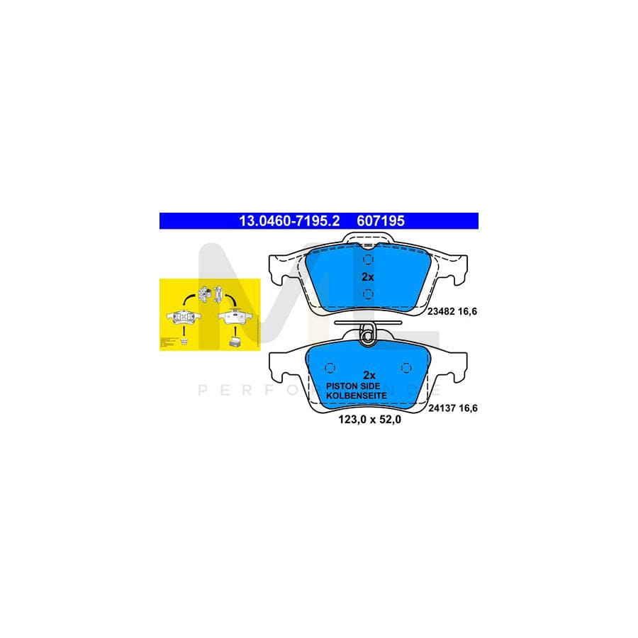 ATE 13.0460-7195.2 Brake pad set excl. wear warning contact, not prepared for wear indicator | ML Performance Car Parts