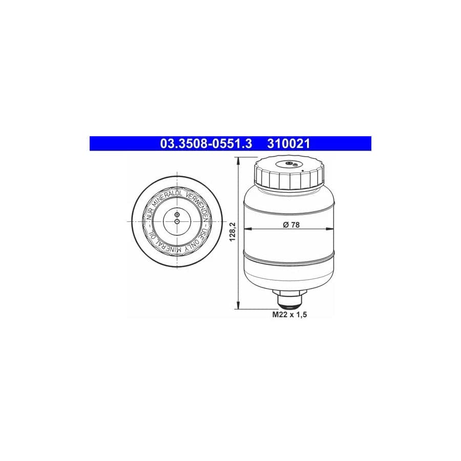 ATE 03.3508-0551.3 Expansion Tank, Brake Fluid