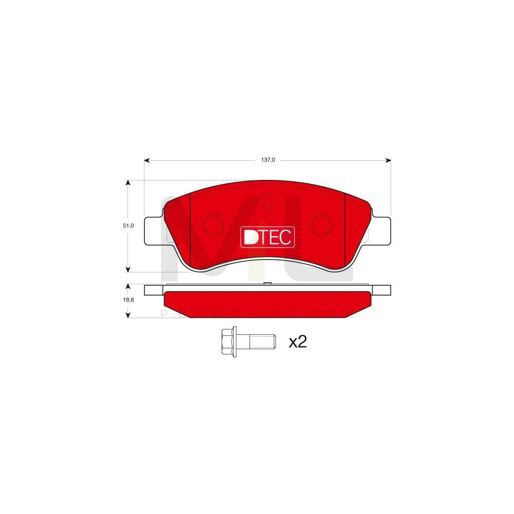 TRW Dtec Cotec Gdb1463Dte Brake Pad Set Not Prepared For Wear Indicator, With Brake Caliper Screws, With Accessories | ML Performance Car Parts