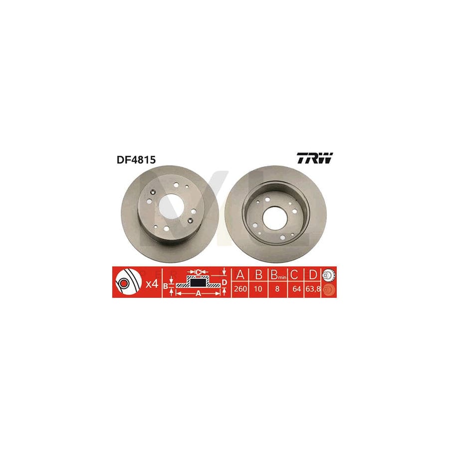 TRW DF4815 Brake Disc for HONDA ACCORD Solid, Painted | ML Performance Car Parts