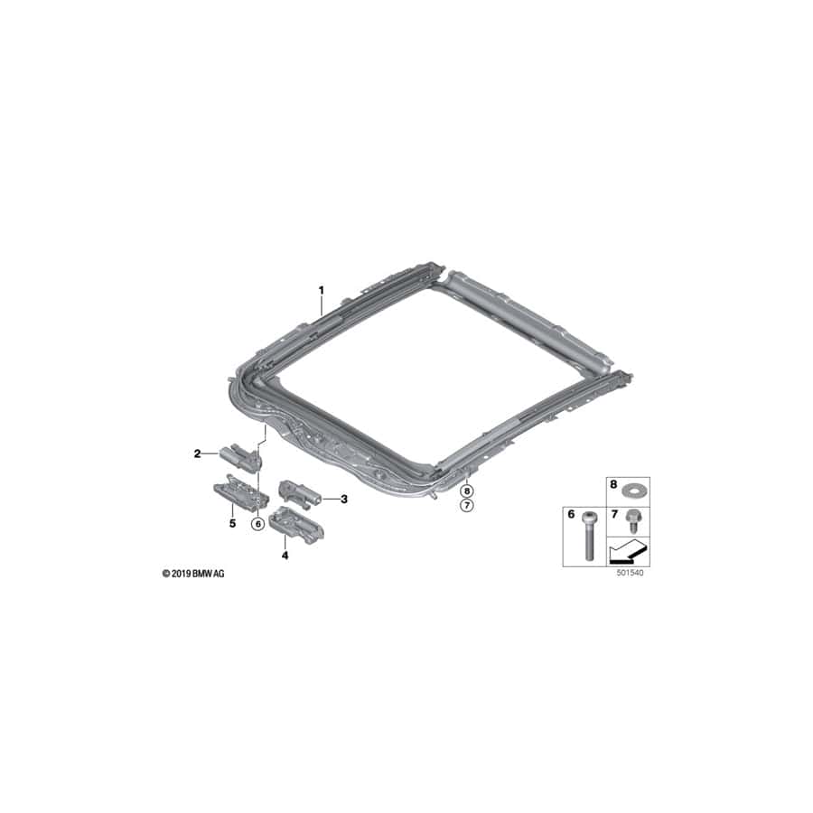 Genuine BMW 54109466553 F44 Frame Sliding-Lifting Roof (Inc. 220d, M235iX & 218i) | ML Performance UK Car Parts