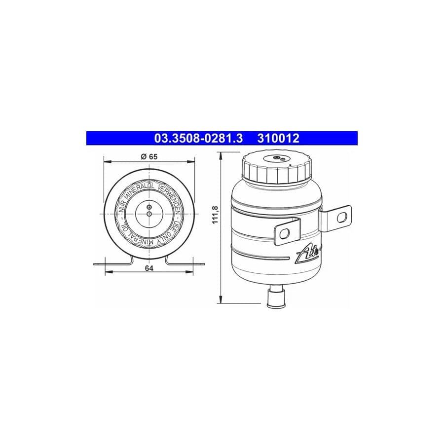 ATE 03.3508-0281.3 Expansion Tank, Brake Fluid