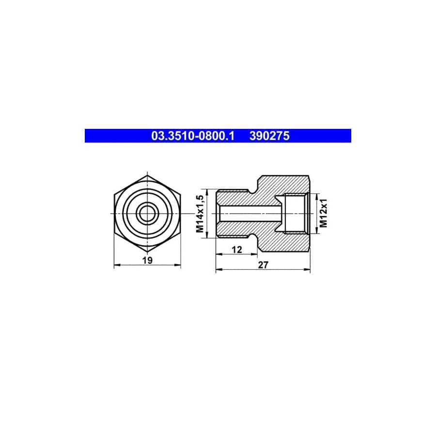 ATE 03.3510-0800.1 Adapter, Brake Lines