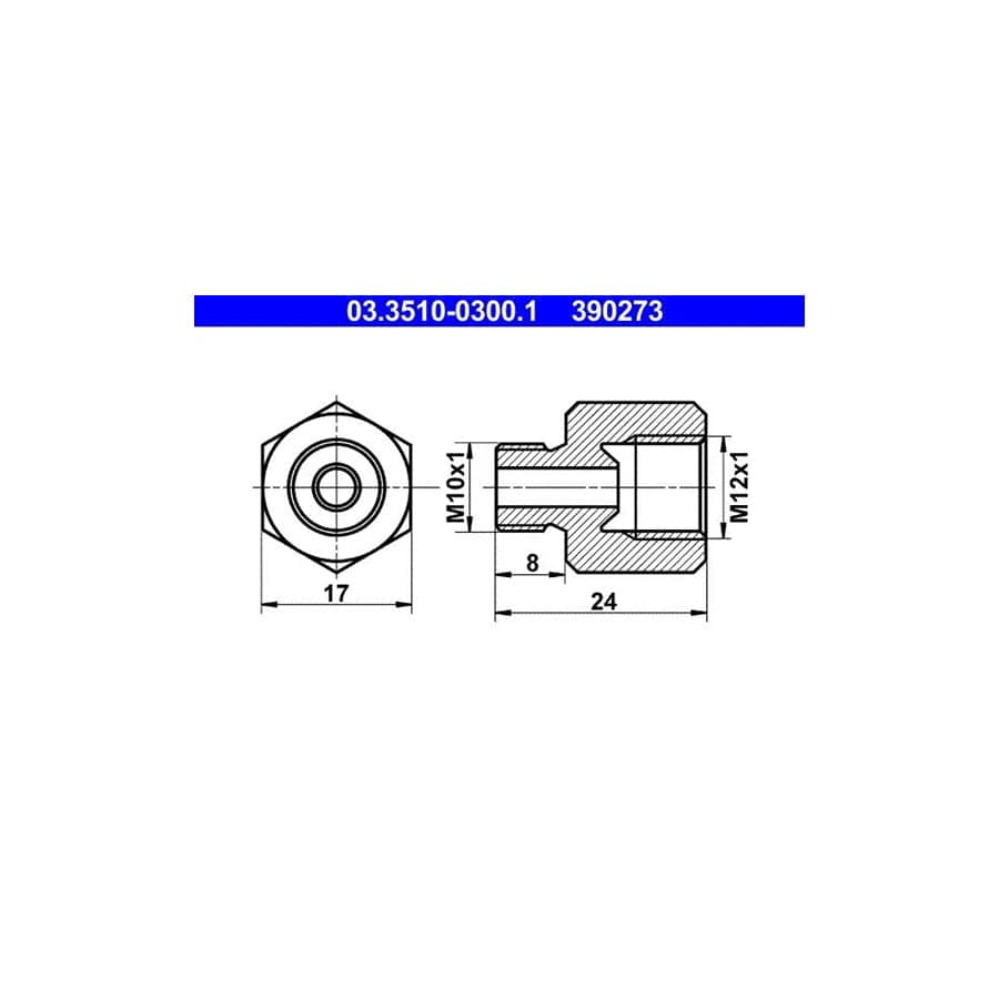 ATE 03.3510-0300.1 Adapter, Brake Lines