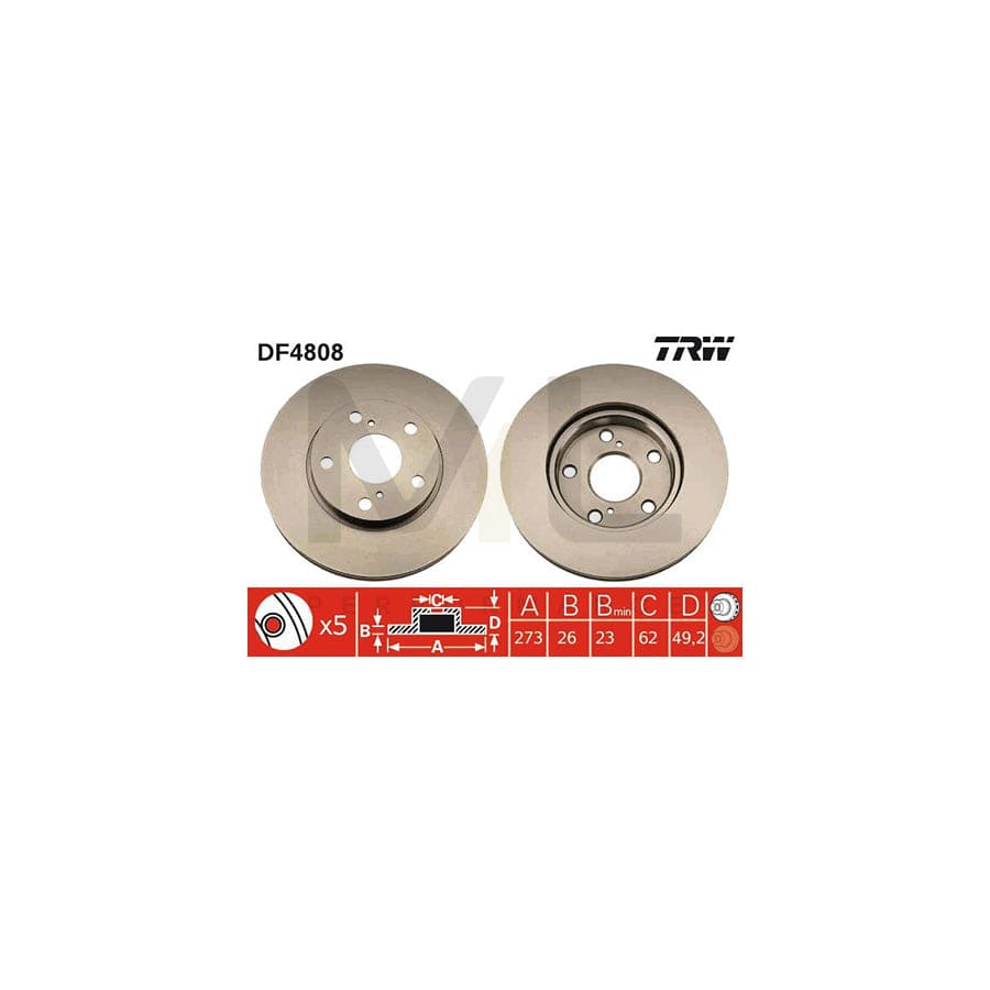 TRW DF4808 Brake Disc Vented, Painted | ML Performance Car Parts