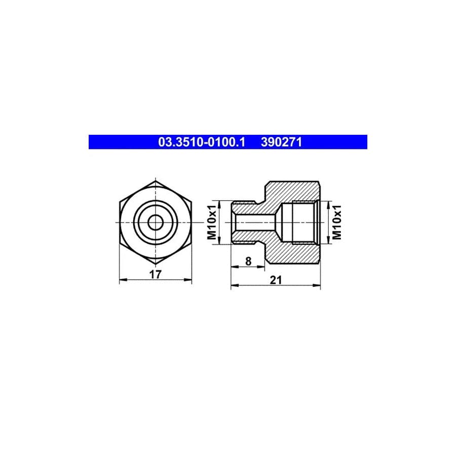 ATE 03.3510-0100.1 Adapter, Brake Lines