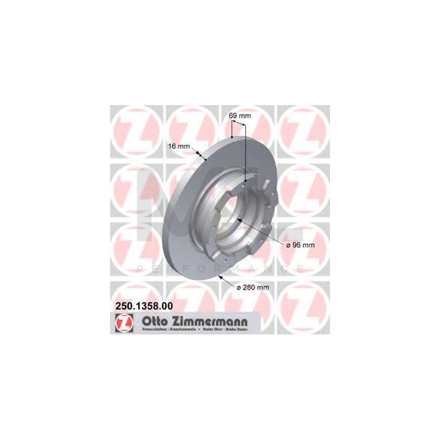 ZIMMERMANN 250.1358.00 Brake Disc for FORD TRANSIT Solid, with ABS sensor ring | ML Performance Car Parts