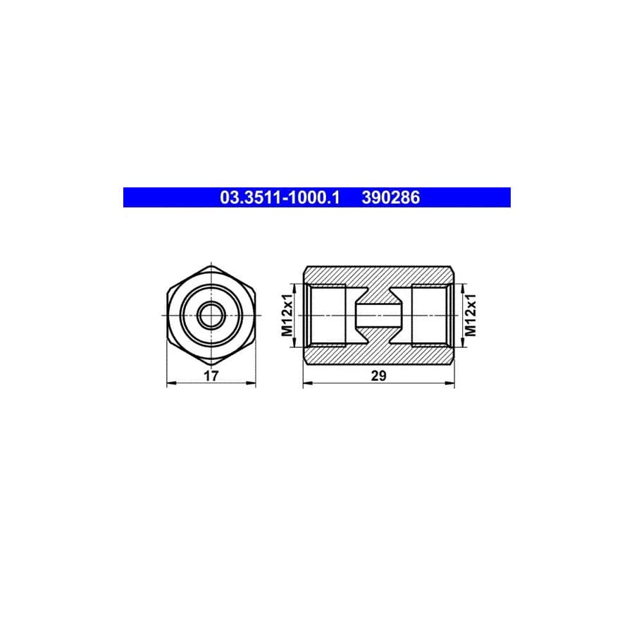 ATE 03.3511-1000.1 Adapter, Brake Lines