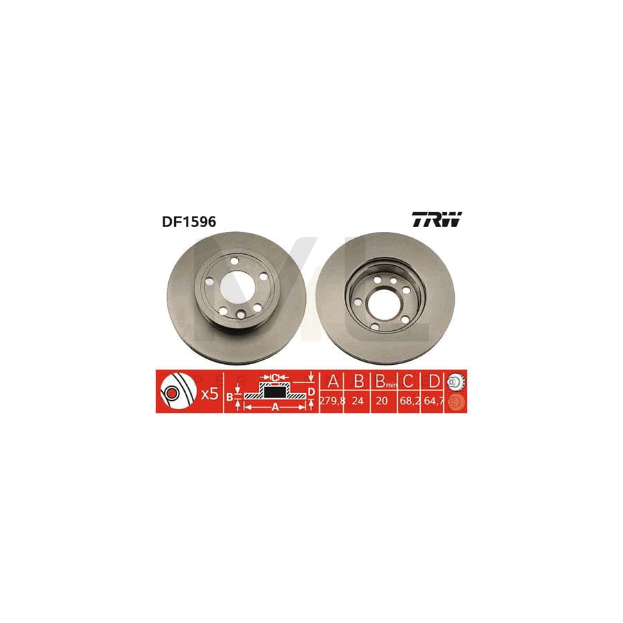 TRW DF1596 Brake Disc Vented, Painted | ML Performance Car Parts