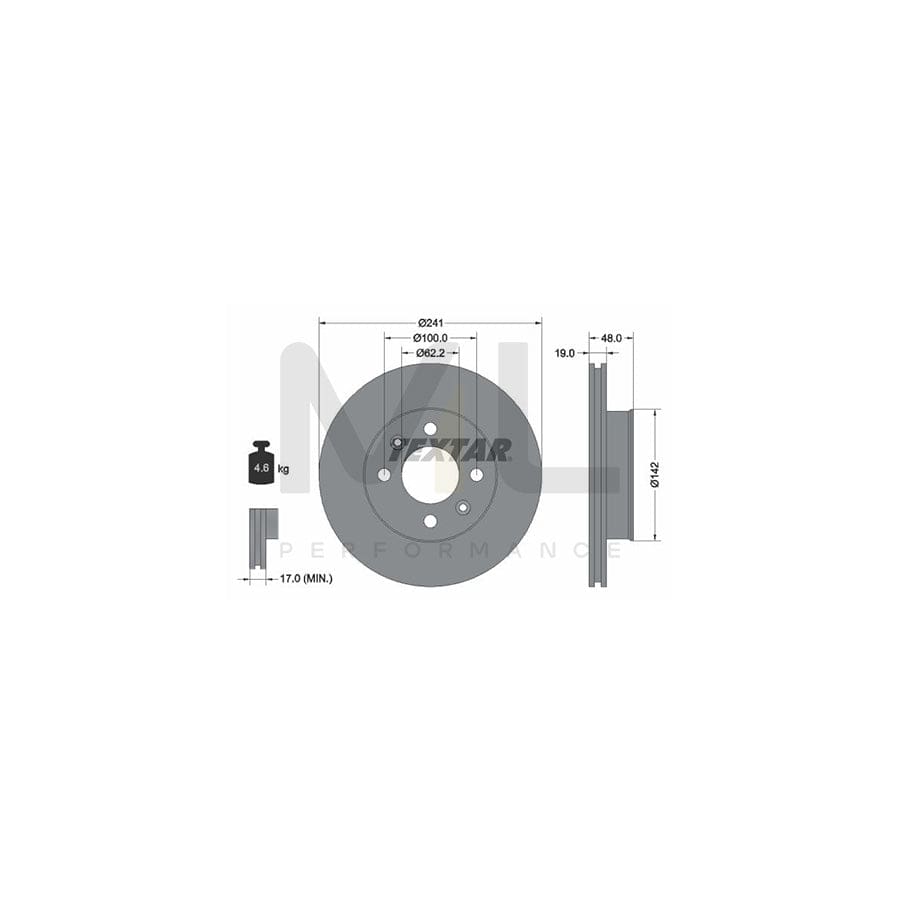 TEXTAR 92134100 Brake Disc for HYUNDAI Getz (TB) Internally Vented, without wheel hub, without wheel studs | ML Performance Car Parts