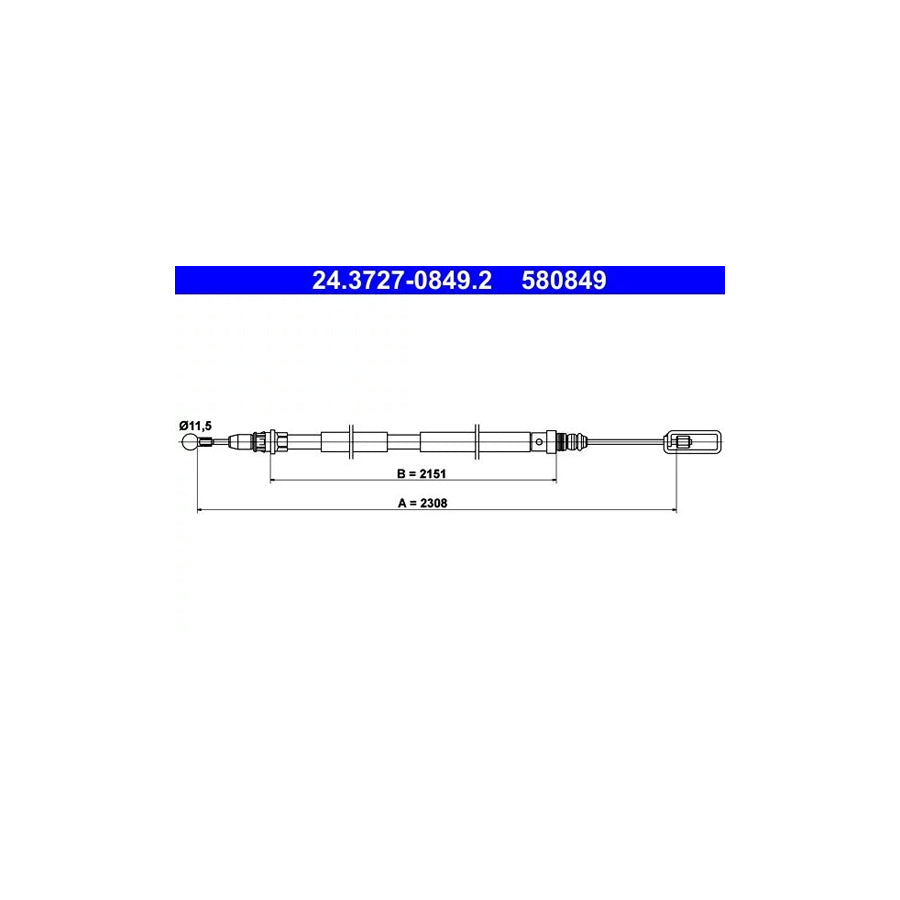 ATE 24.3727-0849.2 Hand Brake Cable