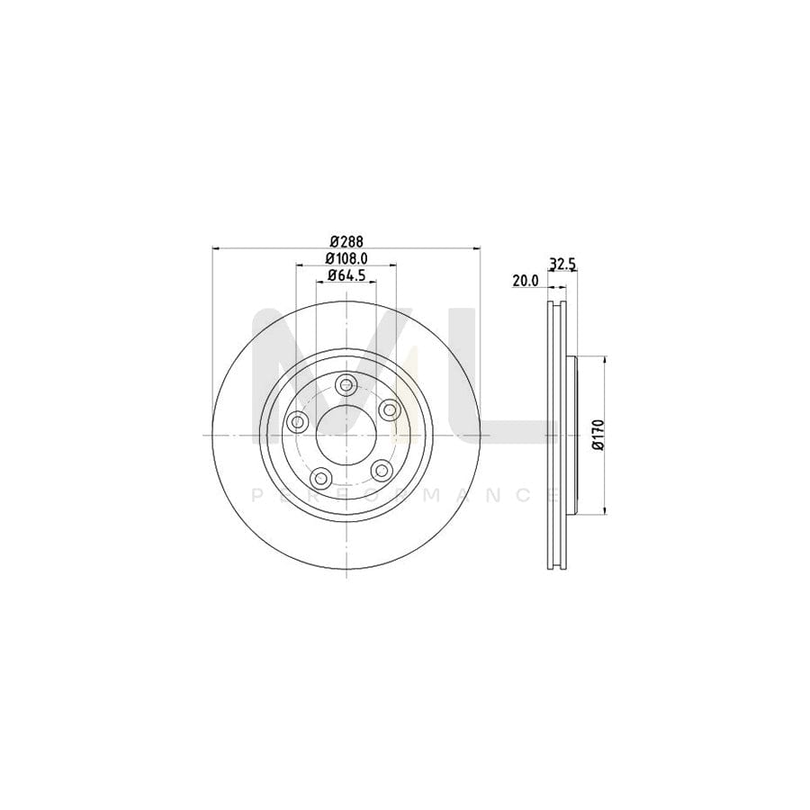 HELLA 8DD 355 106-831 Brake Disc Internally Vented, without wheel hub, without wheel studs | ML Performance Car Parts