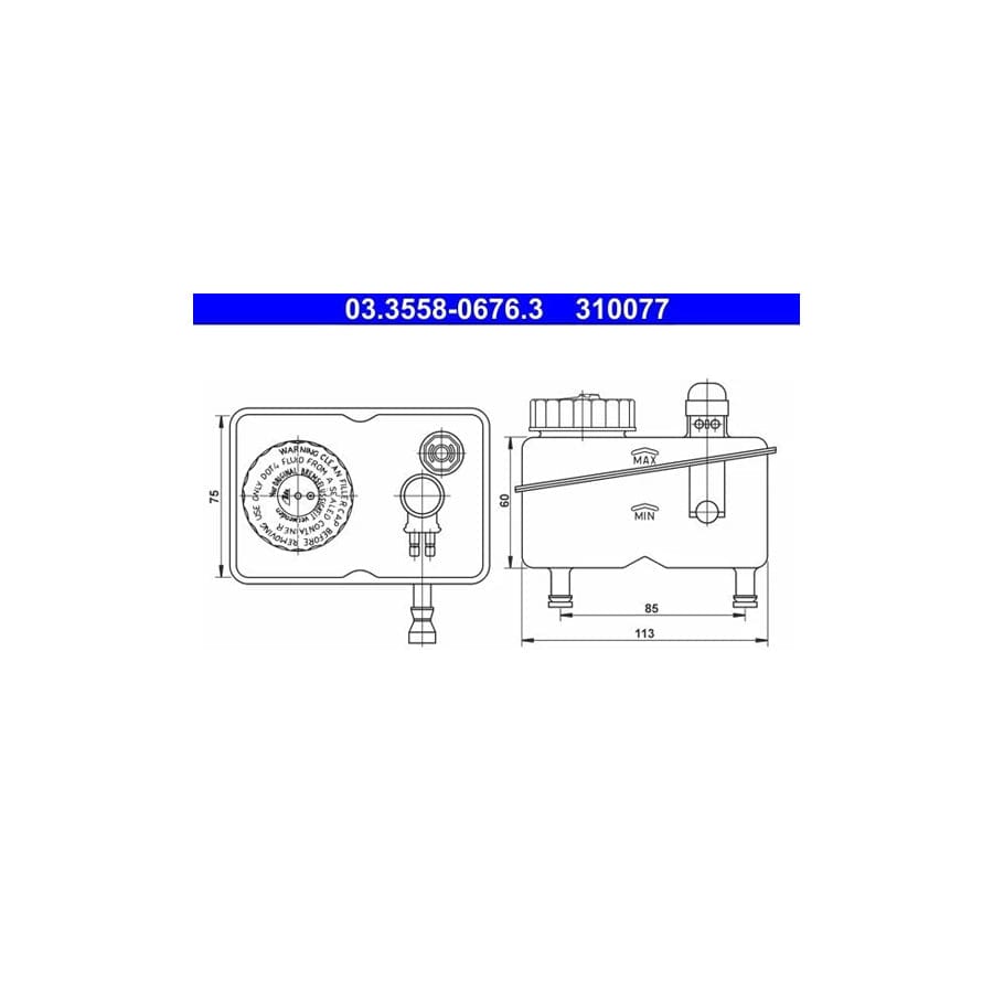 ATE 03.3558-0676.3 Expansion Tank, Brake Fluid