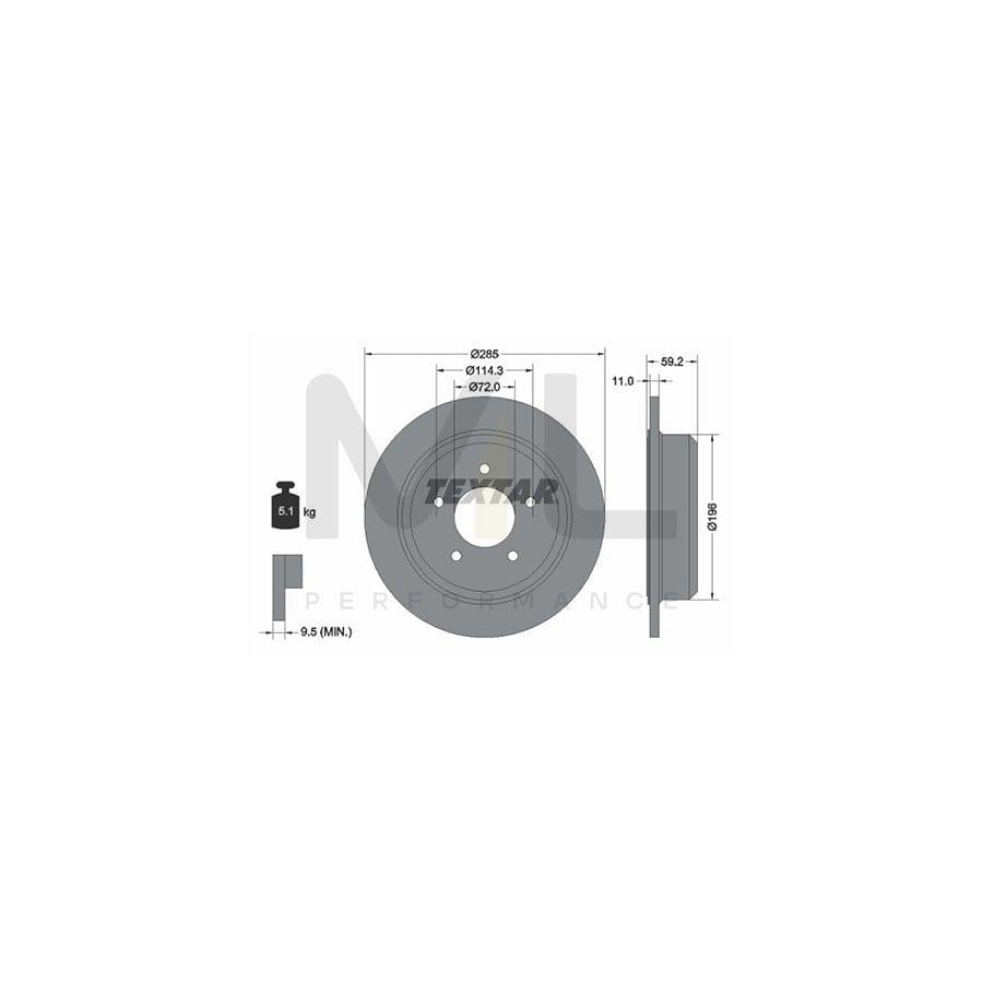 TEXTAR PRO 92169403 Brake Disc Solid, Coated, without wheel hub, without wheel studs | ML Performance Car Parts