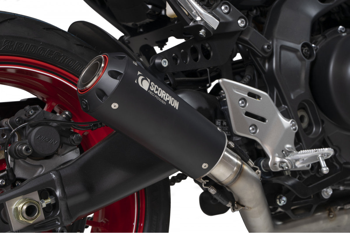 Scorpion PYA116SYSBCER Yamaha MT-09 Red Power Full System - Black Ceramic Coated Sleeve | ML Performance UK UK